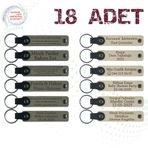 MiaWiki Kişisel Mesajlı Hediye Deri Anahtarlık 18'li Set, Standart, MH-KAN9091X18, Kül Gri & Sütlü Kahve, üniseks-yetişkin