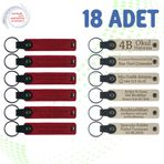 MiaWiki Kişisel Mesajlı Hediye Deri Anahtarlık 18'li Set, Standart, MH-KAN9099X18, Kırmızı & Sütlü Kahve, üniseks-yetişkin