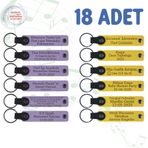 MiaWiki Kişisel Mesajlı Hediye Deri Anahtarlık 18'li Set, Standart, MH-KAN9115X18, Mor Menekşe & Sarı, üniseks-yetişkin