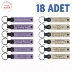 MiaWiki Kişisel Mesajlı Hediye Deri Anahtarlık 18'li Set, Standart, MH-KAN9116X18, Mor Menekşe & Sütlü Kahve, üniseks-yetişkin