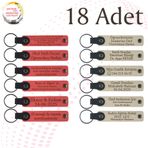MiaWiki Kişisel Mesajlı Hediye Deri Anahtarlık 18'li Set, Standart, MH-KAN9122X18, Nar Çiçeği & Sütlü Kahve, üniseks-yetişkin