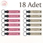 MiaWiki Kişisel Mesajlı Hediye Deri Anahtarlık 18'li Set, Standart, MH-KAN9127X18, Pembe & Sütlü Kahve, üniseks-yetişkin