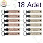 MiaWiki Kişisel Mesajlı Hediye Deri Anahtarlık 18'li Set, Standart, MH-KAN9131X18, Pudra & Sütlü Kahve, üniseks-yetişkin