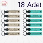 MiaWiki Kişisel Mesajlı Hediye Deri Anahtarlık 18'li Set, Standart, MH-KAN9137X18, Sütlü Kahve & Turkuaz, üniseks-yetişkin