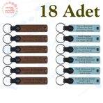 MiaWiki Kişisel Mesajlı Hediye Deri Anahtarlık 18'li Set, Tek Ebat, MH-KAN9013X18, Açık Kahve & Gök Mavi, üniseks-yetişkin
