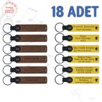 MiaWiki Kişisel Mesajlı Hediye Deri Anahtarlık 18'li Set, Tek Ebat, MH-KAN9021X18, Açık Kahve & Sarı, üniseks-yetişkin