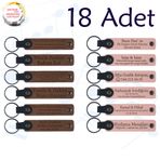 MiaWiki Kişisel Mesajlı Hediye Deri Anahtarlık 18'li Set, Tek Ebat, MH-KAN9024X18, Açık Kahve & Yavru Ağzı, üniseks-yetişkin