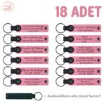 MiaWiki Kişisel Mesajlı Hediye Deri Anahtarlık 18'li, Standart, MH-KAN8578X18, Pembe & Lacivert, üniseks-yetişkin