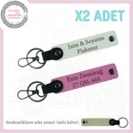 MiaWiki Kişisel Plaka ve İsim Yazılı Deri Anahtarlık Seti, Standart, MH-KAN-MT-11510x2, Beyaz-Pembe-sütlü kahve, üniseks-yetişkin