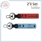 MiaWiki Kişisel Yazılı 2'li Anahtarlık Fighter Simgeli, Standart, MH-KAN-40240x2, nar çiçeği-gök mavi, üniseks-yetişkin