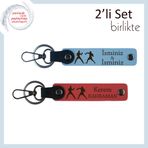 MiaWiki Kişisel Yazılı 2'li Anahtarlık Hediyesi, Standart, MH-KAN-40138x2, gök mavi-nar çiçeği, üniseks-yetişkin