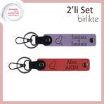 MiaWiki Kişisel Yazılı Anahtarlık Mor Menekşe, Standart, MH-KAN-40552x2, mor menekşe-nar çiçeği, üniseks-yetişkin