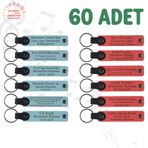 MiaWiki Kişisel Yazılı Deri Anahtarlık 60'lı Set, Standart, MH-KAN9068X60, Gök Mavi & Nar Çiçeği, üniseks-yetişkin