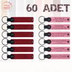 MiaWiki Kişisel Yazılı Deri Anahtarlık 60'lı Set, Tek Ebat, MH-KAN9096X60, Kırmızı & Pembe, üniseks-yetişkin