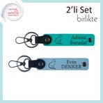 MiaWiki Kişisel Yazılı Deri Anahtarlık Kedi Temalı, Standart, MH-KAN-40492x2, koyu turkuaz-gök mavi, üniseks-yetişkin
