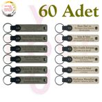 MiaWiki Kişisel Yazılı Deri Anahtarlık Mor Menekşe, 60'lı Set, MH-KAN9091X60, Kül Gri & Sütlü Kahve, üniseks-yetişkin