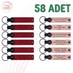 MiaWiki Kişiselleştirilebilir Deri Anahtarlık 58'li Set, Standart, MH-KAN9111X58, Kırmızı & Yavru Ağzı, üniseks-yetişkin