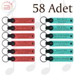 MiaWiki Kişiselleştirilebilir Deri Anahtarlık 58'li Set, Standart, MH-KAN9123X58, Nar Çiçeği & Turkuaz, üniseks-yetişkin