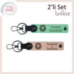 MiaWiki Kişiye Özel 2'li Deri Anahtarlık Takımı, Standart, MH-KAN-38250x2, açık yeşil-yavru ağzı, üniseks-yetişkin
