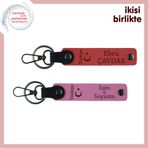 MiaWiki Kişiye Özel Deri Anahtarlık 2'li Set, Standart, MH-KAN-33708x2, nar çiçeği-pembe, üniseks-yetişkin