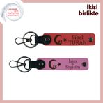 MiaWiki Kişiye Özel Deri Anahtarlık 2'li Set, Standart, MH-KAN-34781x2, nar çiçeği-pembe, üniseks-yetişkin