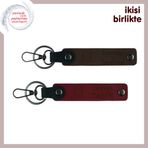 MiaWiki Kişiye Özel Deri Anahtarlık Takımı, Standart, MH-KAN-35755x2, koyu kahve-bordo, üniseks-yetişkin