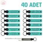 MiaWiki Kişiye Özel Hatıra Anahtarlık, 40'lı Set, MH-KAN8595X40, Turkuaz & Gri, üniseks-yetişkin