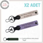 MiaWiki Kişiye Özel İsim ve Plaka Yazılı Anahtarlık, Standart, MH-KAN-MT-11886x2, Mor Menekşe-Pudra-yeşil, üniseks-yetişkin