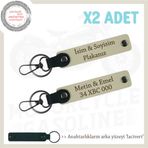 MiaWiki Kişiye Özel İsim ve Plaka Yazılı Anahtarlık, Standart, MH-KAN-MT-12166x2, Sütlü Kahve-lacivert, üniseks-yetişkin