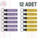 MiaWiki Kişiye Özel İsim Yazılı Anahtarlık 12'li Set, Standart, MH-KAN9115X12, Mor Menekşe & Sarı, üniseks-yetişkin