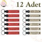 MiaWiki Kişiye Özel İsim Yazılı Anahtarlık 12'li Set, Standart, MH-KAN9122X12, Nar Çiçeği & Sütlü Kahve, üniseks-yetişkin