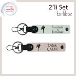 MiaWiki Kişiye Özel İsimli Deri Anahtarlık Seti, Standart, MH-KAN-38912x2, beyaz-pudra, erkek