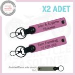 MiaWiki Kişiye Özel Motorcu Anahtarlığı İsim Plaka, Tek Ebat, MH-KAN-MT-12030x2, Pembe-gri, üniseks-yetişkin