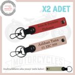 MiaWiki Kişiye Özel Motorcu Anahtarlığı x2li Set, Standart, MH-KAN-MT-12012x2, Nar Çiçeği-Yavruağzı-sütlü kahve, üniseks-yetişkin