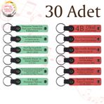 MiaWiki Kişiye Özel Yazılı Deri Anahtarlık 30'lu Set, Standart, MH-KAN9032X30, Açık Yeşil & Nar Çiçeği, üniseks-yetişkin