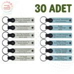 MiaWiki Kişiye Özel Yazılı Deri Anahtarlık 30'lu Set, Standart, MH-KAN9040X30, Beyaz & Gök Mavi, üniseks-yetişkin