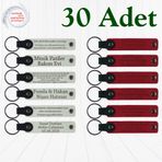 MiaWiki Kişiye Özel Yazılı Deri Anahtarlık 30'lu Set, Standart, MH-KAN9043X30, Beyaz & Kırmızı, üniseks-yetişkin