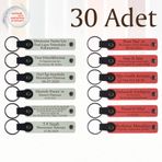 MiaWiki Kişiye Özel Yazılı Deri Anahtarlık 30'lu Set, Standart, MH-KAN9045X30, Beyaz & Nar Çiçeği, üniseks-yetişkin