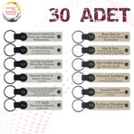 MiaWiki Kişiye Özel Yazılı Deri Anahtarlık 30'lu Set, Standart, MH-KAN9049X30, Beyaz & Sütlü Kahve, üniseks-yetişkin