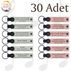 MiaWiki Kişiye Özel Yazılı Deri Anahtarlık 30'lu Set, Standart, MH-KAN9051X30, Beyaz & Yavru Ağzı, üniseks-yetişkin