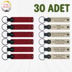 MiaWiki Kişiye Özel Yazılı Deri Anahtarlık 30'lu Set, Standart, MH-KAN9099X30, Kırmızı & Sütlü Kahve, üniseks-yetişkin