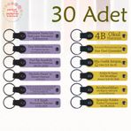 MiaWiki Kişiye Özel Yazılı Deri Anahtarlık 30'lu Set, Standart, MH-KAN9115X30, Mor Menekşe & Sarı, üniseks-yetişkin
