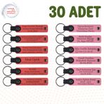 MiaWiki Kişiye Özel Yazılı Deri Anahtarlık 30'lu Set, Standart, MH-KAN9119X30, Nar Çiçeği & Pembe, üniseks-yetişkin