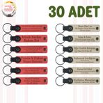 MiaWiki Kişiye Özel Yazılı Deri Anahtarlık 30'lu Set, Standart, MH-KAN9122X30, Nar Çiçeği & Sütlü Kahve, üniseks-yetişkin