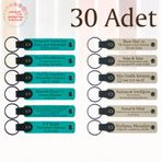 MiaWiki Kişiye Özel Yazılı Deri Anahtarlık 30'lu Set, Tek Ebat, MH-KAN9082X30, Koyu Turkuaz & Sütlü Kahve, üniseks-yetişkin
