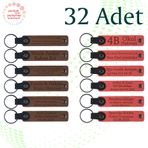 MiaWiki Kişiye Özel Yazılı Deri Anahtarlık 32'li Set, Standart, MH-KAN9018X32, Açık Kahve & Nar Çiçeği, üniseks-yetişkin