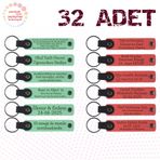 MiaWiki Kişiye Özel Yazılı Deri Anahtarlık 32'li Set, Standart, MH-KAN9032X32, Açık Yeşil & Nar Çiçeği, üniseks-yetişkin