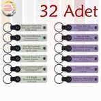 MiaWiki Kişiye Özel Yazılı Deri Anahtarlık 32'li Set, Standart, MH-KAN9044X32, Beyaz & Mor Menekşe, üniseks-yetişkin