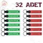 MiaWiki Kişiye Özel Yazılı Deri Anahtarlık 32'li Set, Standart, MH-KAN9057X32, Fıstık Yeşili & Nar Çiçeği, üniseks-yetişkin