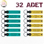 MiaWiki Kişiye Özel Yazılı Deri Anahtarlık 32'li Set, Standart, MH-KAN9081X32, Koyu Turkuaz & Sarı, üniseks-yetişkin